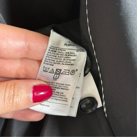 Banana Republic Italian Wool Blend Blazer Size 8 Black Classic Fit Washable - Picture 7 of 11